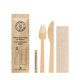 Preview: 150x Bestecksets 4-teilig aus Bambus 21cm