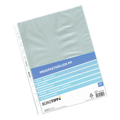 1000x Prospekthüllen A4 Business oben offen transparent/genarbt 50my 