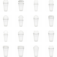 BIO Einweg Becher PLA Biokunststoff mit div Deckel Einsatz 400ml 500ml Smoothies