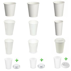 Einweg Kaffeebecher Espresso Coffee to go weiß 80 - 510ml mit ohne Deckel Set