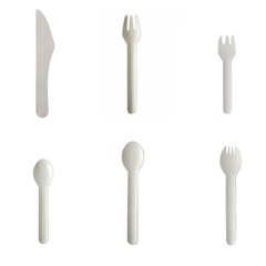 Einwegbesteck Papier pure geschmacksneutral Gabel Messer Löffel kompostierbar