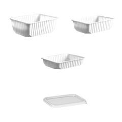 Einweg Rechteckschalen weiß  500 750 1000 ml PP Auswahl Deckel