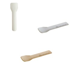 Eislöffel Eisspatel  Papier FSC® kompostierbar pure naturesse 9,5 cm weiss braun