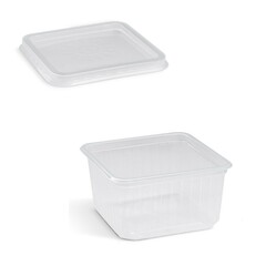 Einweg Schale Quadroboxx Salat Bowl 115x115x61mm PP 500ml Deckel optional