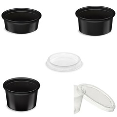 Dressingbecher Feinkostbecher Dipbecher schwarz PP 30 50 80 ml Auswahl Deckel