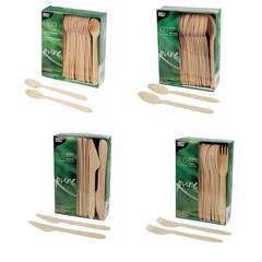 PAPSTAR pure Einweg Besteck Holz Gabeln Messer Löffel Kaffeelöffel Auswahl