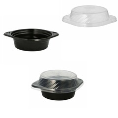 Mehrweg Suppenschalen Suppenterrinen mit Anfasser 500ml schwarz Deckel Auswahl