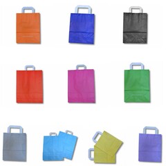 Papiertragetaschen Papiertüten Kraftpapier 180+80x220mm 10 Farben Auswahl