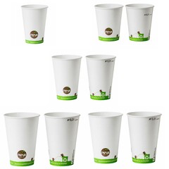 Bio Pappbecher PAPUR 180ml Automatenbecher 200 300 ml heiss kalt Eichstrich