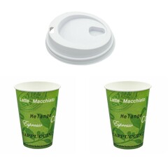 Einweg Automatenbecher Kaffeebecher 150 180 ml kompostierbar Deckel zur Auswahl