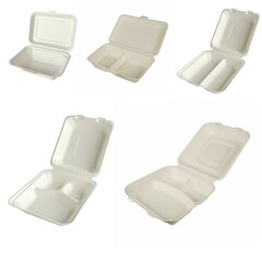 PAPSTAR Menüboxen to go aus Zuckerrohr geteilt ungeteilt 4 Größen weiß Auswahl