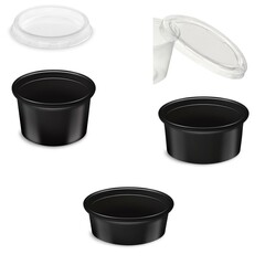 Dressingbecher Dipbecher schwarz PP 30 50 80 ml Auswahl Deckel transparent