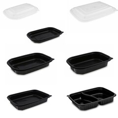 Einweg Mikrowellenschalen PP schwarz 650 - 1200ml Deckel Auswahl 5 Größen
