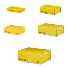 Versandkarton MAILBOX XS-XL Steckverschluss wiederverschließbar gelb