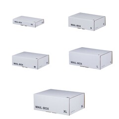 Versandkarton MAILBOX XS-XL Steckverschluss wiederverschließbar weiß