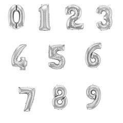 Folienballon Zahlenballon Geburtstag silber Luftballon