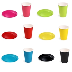 Pappbecher 240ml Pappteller Ø23cm Party BBQ Grillfeier 6 Farben Auswahl