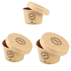 BIO Dressingbecher Deckel Set Karton 30 60 80 ml Salat Dipbecher Fingerfood