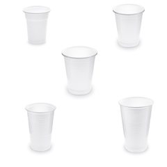Trinkbecher Getränkebecher Einwegbecher weiß 100 150 180 200 500 ml PP Eichstrich