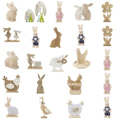 Osterfiguren Holz 18-78 cm Hase Schaf Henne Blume Osterhase Osterdekoration