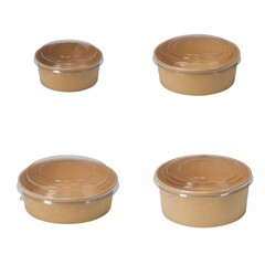 Einweg to go Salatschalen Bowl 500 750 1100 1300 ml Kraftpapier Deckel rPET