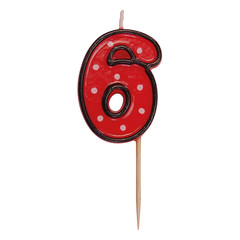 1x Zahlenkerze Geburtstagskerze "6" rot ca. 85 mm
