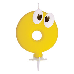 1x Zahlenkerze Geburtstagskerze "0" gelb ca. 90 mm