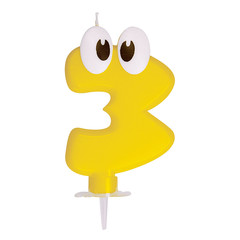 50x Zahlenkerze Geburtstagskerze "3" gelb ca. 90 mm