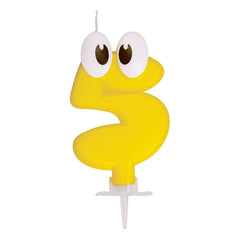 50x Zahlenkerze Geburtstagskerze "5" gelb ca. 90 mm