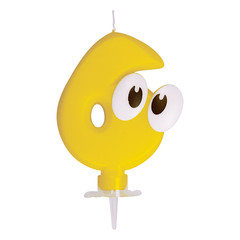 50x Zahlenkerze Geburtstagskerze "6" gelb ca. 90 mm