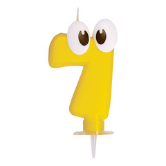 1x Zahlenkerze Geburtstagskerze "7" gelb ca. 90 mm