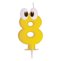 1x Zahlenkerze Geburtstagskerze "8" gelb ca. 90 mm