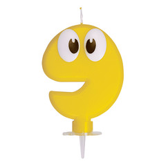 50x Zahlenkerze Geburtstagskerze "9" gelb ca. 90 mm