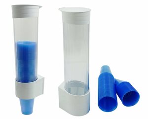Becherspender Kunststoff für bis zu 200 Trinkbecher Ø 70mm weiß Wandmontage