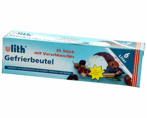 1000x ULITH Gefrierbeutel mit Verschlussclips 28 x 45 cm 6 Liter
