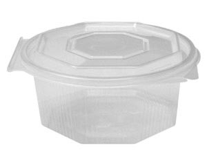 Achteckbecher klar mit angehängtem Deckel 375 ml (PP) 