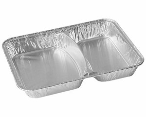 100x Alu-Menüschalen Aluschalen 2-geteilt  810 ml 227 x 177 x 30 mm