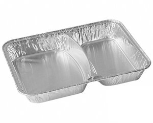 500x Alu-Menüschalen Aluschalen 2-geteilt 1020 ml 227 x 177 x 39 mm