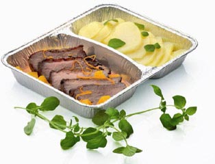 Preview: 500x Alu-Menüschalen Aluschalen 2-geteilt 1020 ml 227 x 177 x 39 mm