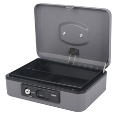 Deluxe Geldkassette mit praktischer Öffnungsfunktion 250mm silber