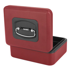 Preview: Deluxe Geldkassette mit praktischer Öffnungsfunktion 200mm rot