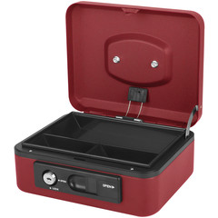 Deluxe Geldkassette mit praktischer Öffnungsfunktion 200mm rot