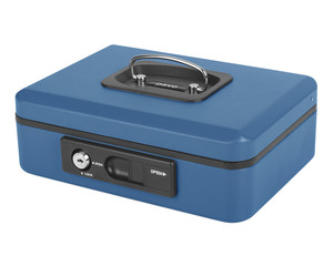 Preview: Deluxe Geldkassette mit praktischer Öffnungsfunktion 250mm blau