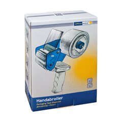 Preview: 12x Handabroller grau/blau mit Andrucklasche & Rollenbremse für 50mm x 66m Packband