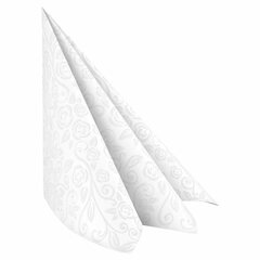 1000x Servietten Airlaid 40x40cm 1/4 -Falz mit Rosenmuster weiß