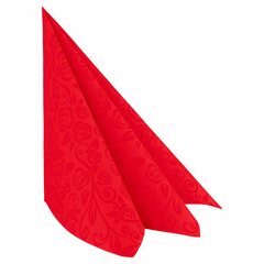 50x Servietten Airlaid 40x40cm 1/4 -Falz mit Rosenmuster rot