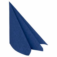 50x Servietten Airlaid 40x40cm 1/4 -Falz mit Rosenmuster dunkelblau