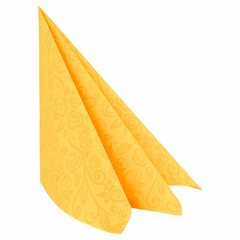 50x Servietten Airlaid 40x40cm 1/4 -Falz mit Rosenmuster gelb