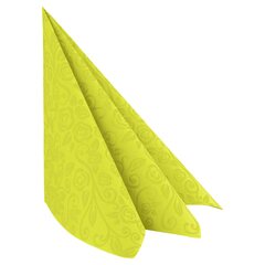 50x Servietten Airlaid 40x40cm 1/4 -Falz mit Rosenmuster gelbgrün