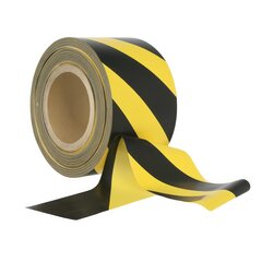 18x Absperrband schwarzgelb gestreift 75mm breit 500 Meter LDPE